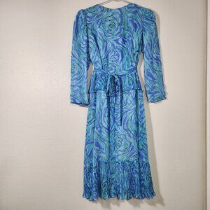 POSH BY JAY ANDERSON Vintage Blue & Green Pleated Peplum Dress
